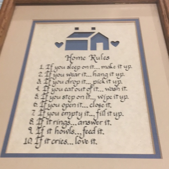Home Rules Matted in oak Frame Like NEW 12x9.5 10 if you Home Rules for everyone - Picture 2 of 6